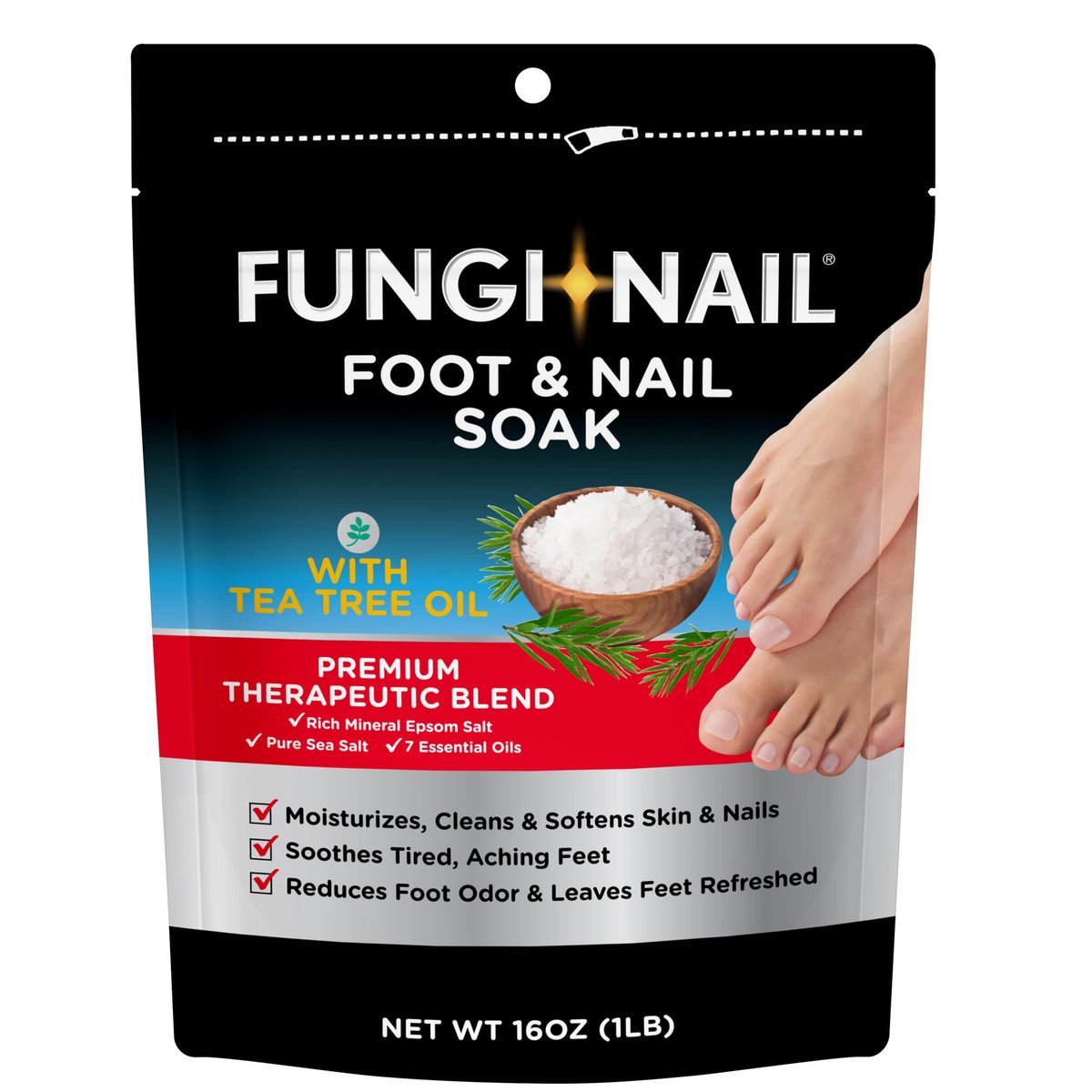 Fungi-Nail Foot & Nail Soak with Tea Tree Oil - Moisturize, Reduce Foot Odor & Soothe Aching Feet - Therapeutic Epsom Salt, Sea Salt & Essential Oils - 1 Pound - görsel 2