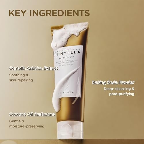 SKIN1004 Madagascar Centella Ampoule Foam - 4.23 fl.oz | Korean Face Cleanser & Makeup Remover with Centella Asiatica | Gentle Daily Cleanser for Soft Skin Avelisse