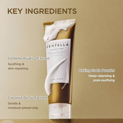 SKIN1004 Madagascar Centella Ampoule Foam - 4.23 fl.oz | Korean Face Cleanser & Makeup Remover with Centella Asiatica | Gentle Daily Cleanser for Soft Skin Avelisse