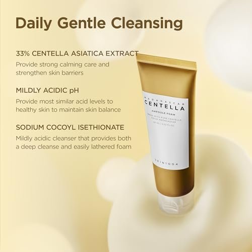 SKIN1004 Madagascar Centella Ampoule Foam - 4.23 fl.oz | Korean Face Cleanser & Makeup Remover with Centella Asiatica | Gentle Daily Cleanser for Soft Skin Avelisse