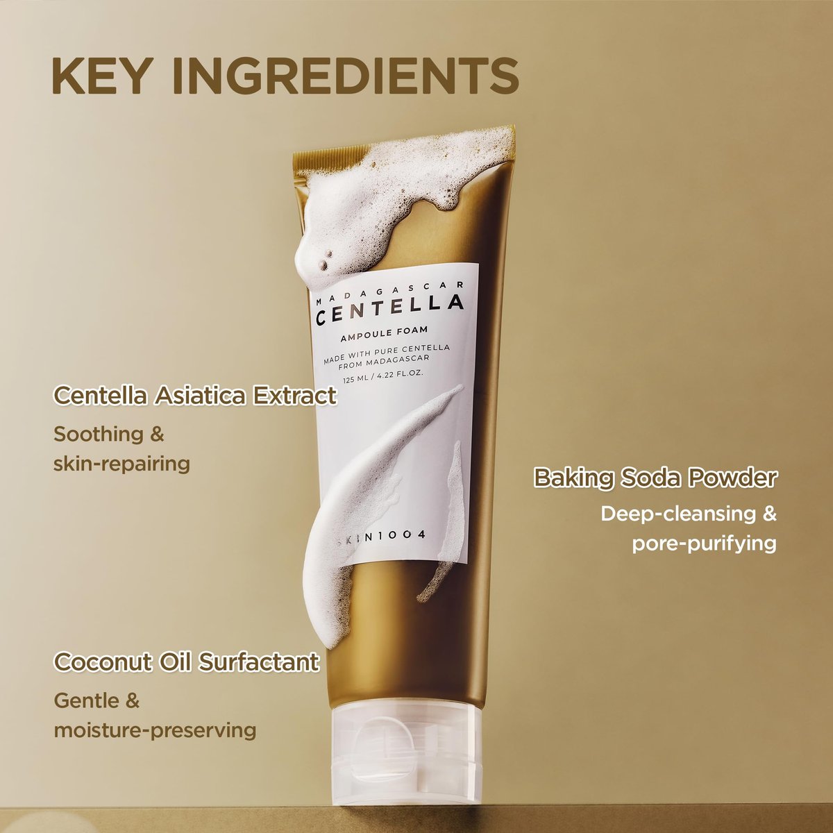 SKIN1004 Madagascar Centella Ampoule Foam - 4.23 fl.oz | Korean Face Cleanser & Makeup Remover with Centella Asiatica | Gentle Daily Cleanser for Soft Skin Avelisse