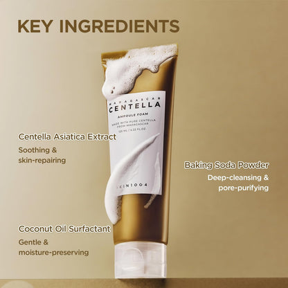 SKIN1004 Madagascar Centella Ampoule Foam - 4.23 fl.oz | Korean Face Cleanser & Makeup Remover with Centella Asiatica | Gentle Daily Cleanser for Soft Skin Avelisse