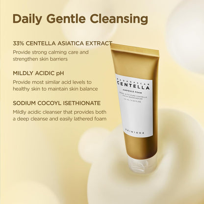 SKIN1004 Madagascar Centella Ampoule Foam - 4.23 fl.oz | Korean Face Cleanser & Makeup Remover with Centella Asiatica | Gentle Daily Cleanser for Soft Skin Avelisse