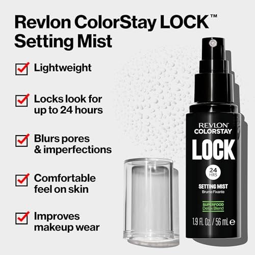 Revlon Colorstay 24 Hour Lock Setting Mist - Mattifying, Oil Absorbing, Transfer-Proof Face Spray, 1.9 fl oz Avelisse