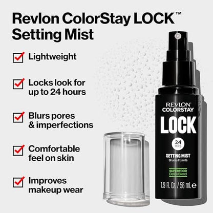 Revlon Colorstay 24 Hour Lock Setting Mist - Mattifying, Oil Absorbing, Transfer-Proof Face Spray, 1.9 fl oz Avelisse