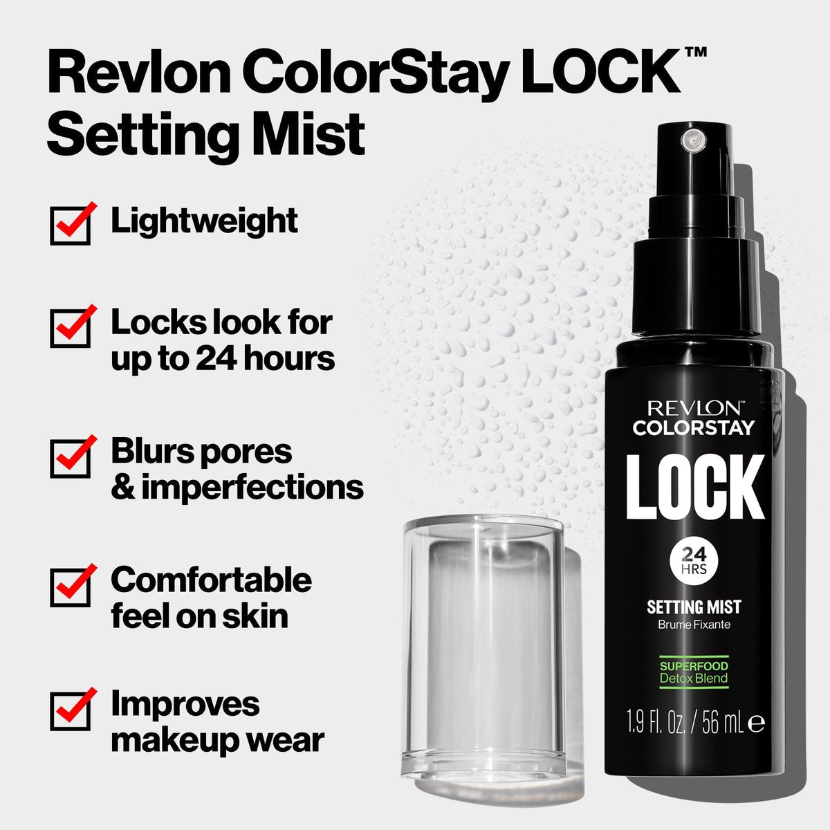 Revlon Colorstay 24 Hour Lock Setting Mist - Mattifying, Oil Absorbing, Transfer-Proof Face Spray, 1.9 fl oz Avelisse