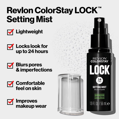 Revlon Colorstay 24 Hour Lock Setting Mist - Mattifying, Oil Absorbing, Transfer-Proof Face Spray, 1.9 fl oz Avelisse