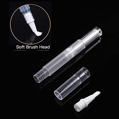 WEBBYBEAR 40 Pieces 3 ml Empty Cuticle Oil Pen Containers, Transparent Twist Pens with Brush Tip, Refillable Cosmetic Lip Gloss Containers with Stickers Avelisse