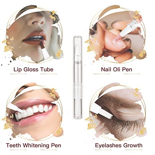 WEBBYBEAR 40 Pieces 3 ml Empty Cuticle Oil Pen Containers, Transparent Twist Pens with Brush Tip, Refillable Cosmetic Lip Gloss Containers with Stickers Avelisse