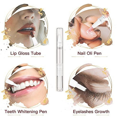 WEBBYBEAR 40 Pieces 3 ml Empty Cuticle Oil Pen Containers, Transparent Twist Pens with Brush Tip, Refillable Cosmetic Lip Gloss Containers with Stickers Avelisse