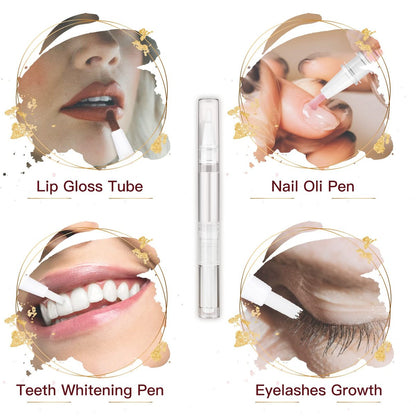 WEBBYBEAR 40 Pieces 3 ml Empty Cuticle Oil Pen Containers, Transparent Twist Pens with Brush Tip, Refillable Cosmetic Lip Gloss Containers with Stickers Avelisse