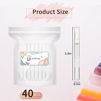 WEBBYBEAR 40 Pieces 3 ml Empty Cuticle Oil Pen Containers, Transparent Twist Pens with Brush Tip, Refillable Cosmetic Lip Gloss Containers with Stickers Avelisse