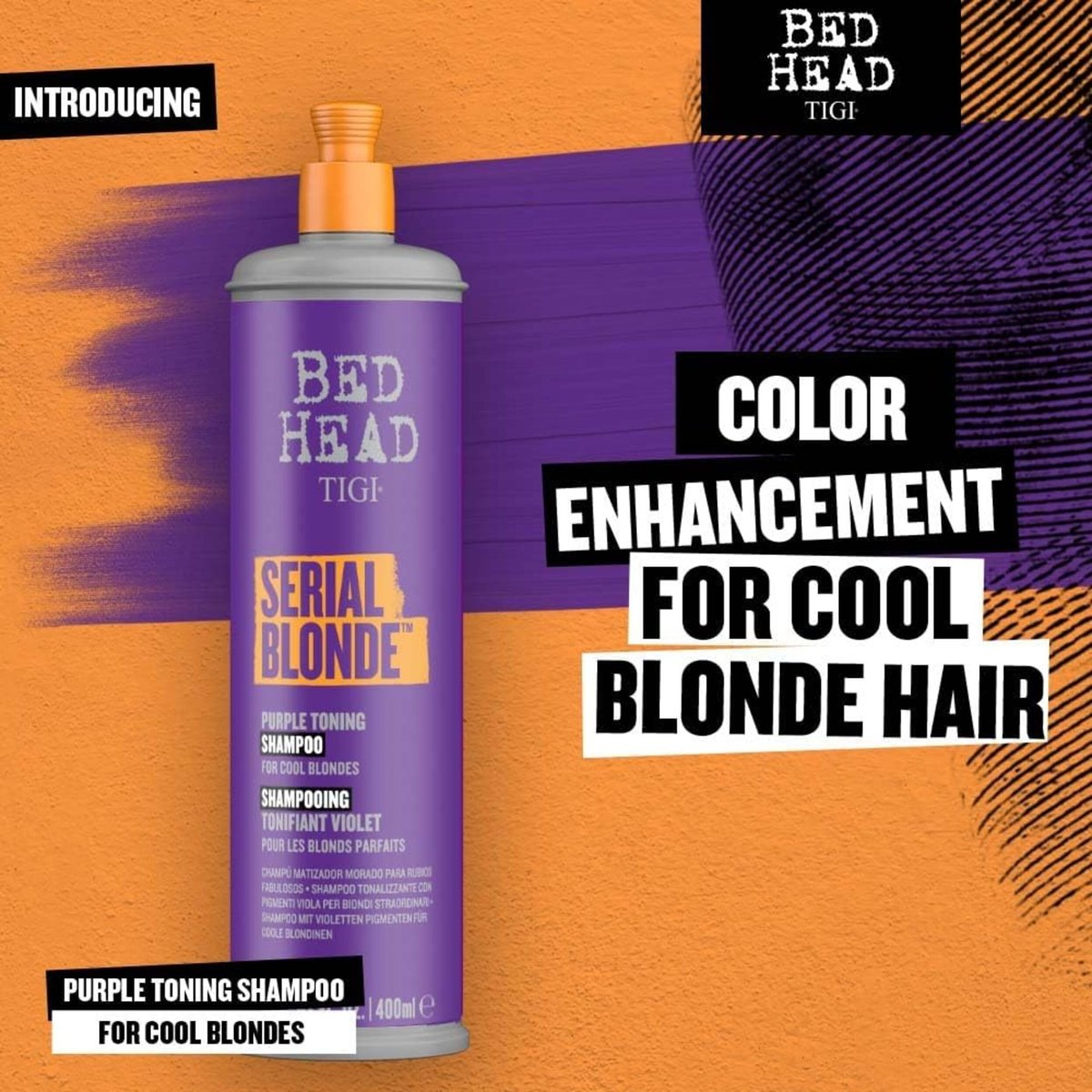 Bed Head by TIGI Serial Blonde Purple Toning Shampoo for Cool Blondes – Neutralizes Brass Tones, Sulfate-Free, 13.53 oz Avelisse