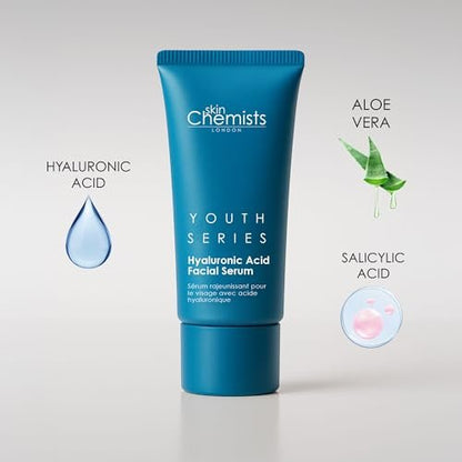 Skin Chemists Hyaluronic Acid Facial Serum 1.5% with Aloe Vera & Vitamin E – Anti-Aging Moisturizing Serum for Fine Lines & Wrinkles, 1.01 oz