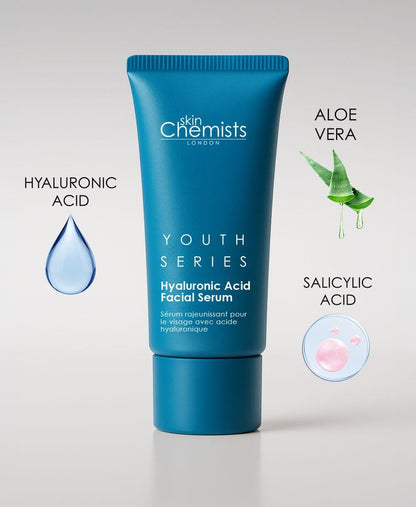Skin Chemists Hyaluronic Acid Facial Serum 1.5% with Aloe Vera & Vitamin E – Anti-Aging Moisturizing Serum for Fine Lines & Wrinkles, 1.01 oz