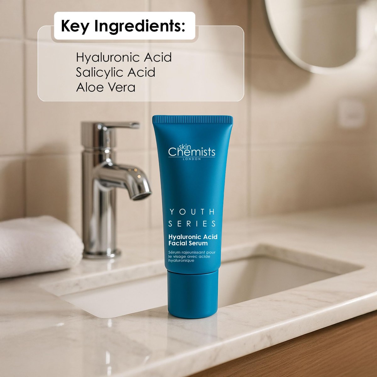 Skin Chemists Hyaluronic Acid Facial Serum 1.5% with Aloe Vera & Vitamin E – Anti-Aging Moisturizing Serum for Fine Lines & Wrinkles, 1.01 oz - görsel 9