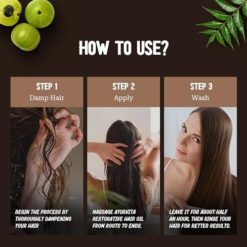 AyurVita Restorative Hair Oil - Amla & Neem for Strengthening, Dryness & Dandruff - Promotes Hair Growth - Men & Women - 2 fl oz - görsel 12