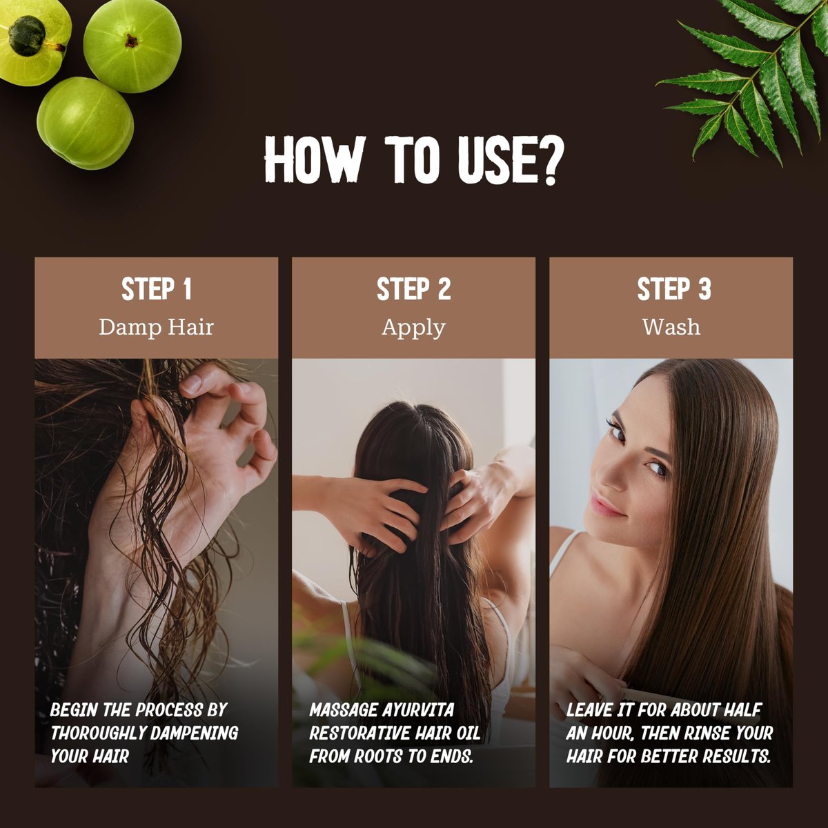 AyurVita Restorative Hair Oil - Amla & Neem for Strengthening, Dryness & Dandruff - Promotes Hair Growth - Men & Women - 2 fl oz - görsel 11