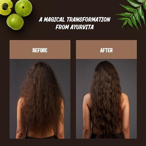 AyurVita Restorative Hair Oil - Amla & Neem for Strengthening, Dryness & Dandruff - Promotes Hair Growth - Men & Women - 2 fl oz - görsel 8