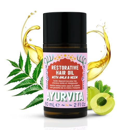 AyurVita Restorative Hair Oil - Amla & Neem for Strengthening, Dryness & Dandruff - Promotes Hair Growth - Men & Women - 2 fl oz - görsel 2