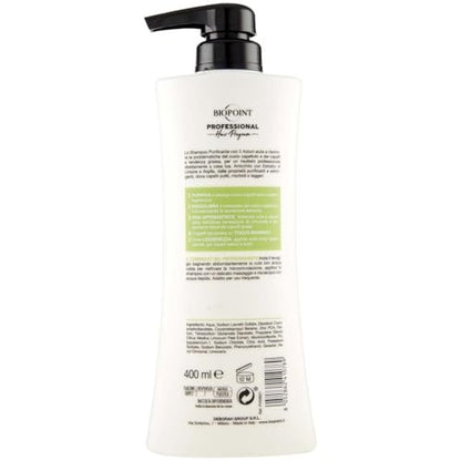 BIOPOINT Professional Shampoo Purificante Normalizing Sebum for Oily Hair - 400 ml (13.5 Fl Oz) Made in Italy