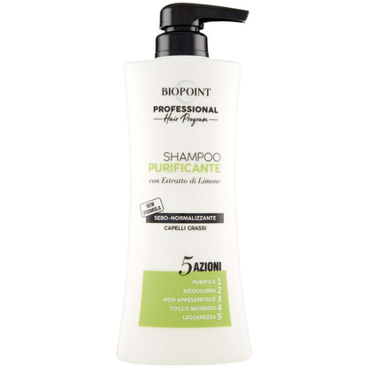BIOPOINT Professional Shampoo Purificante Normalizing Sebum for Oily Hair - 400 ml (13.5 Fl Oz) Made in Italy