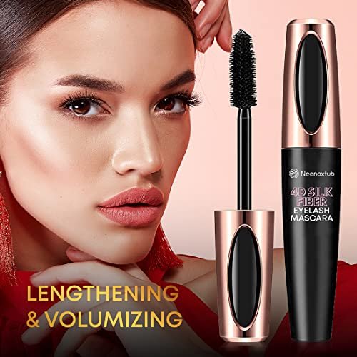 Neenoxtub 4D Silk Fiber Lash Mascara – Lengthening & Thickening, Waterproof, Smudge-Proof, Hypoallergenic (2-Pack, Black) - görsel 8