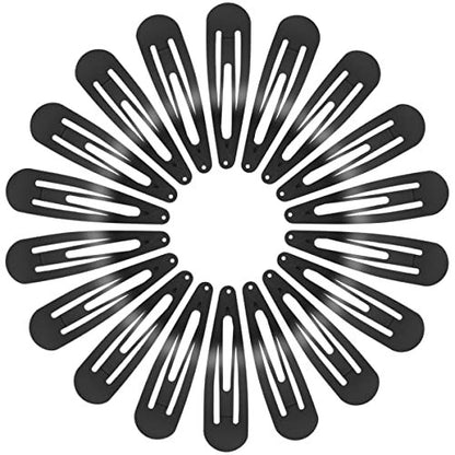 30 Pcs Snap Hair Clips - 3.1 Inch Big Size Barrettes for Women, No Slip Metal Snap Hair Clips Large Hair Pins (Black)