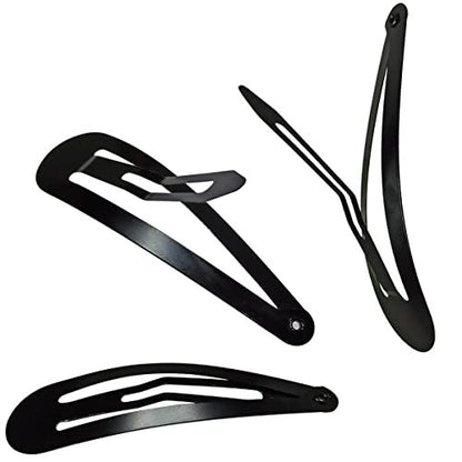 30 Pcs Snap Hair Clips - 3.1 Inch Big Size Barrettes for Women, No Slip Metal Snap Hair Clips Large Hair Pins (Black)