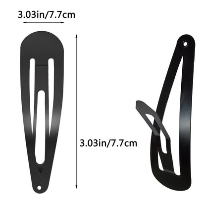 30 Pcs Snap Hair Clips - 3.1 Inch Big Size Barrettes for Women, No Slip Metal Snap Hair Clips Large Hair Pins (Black)
