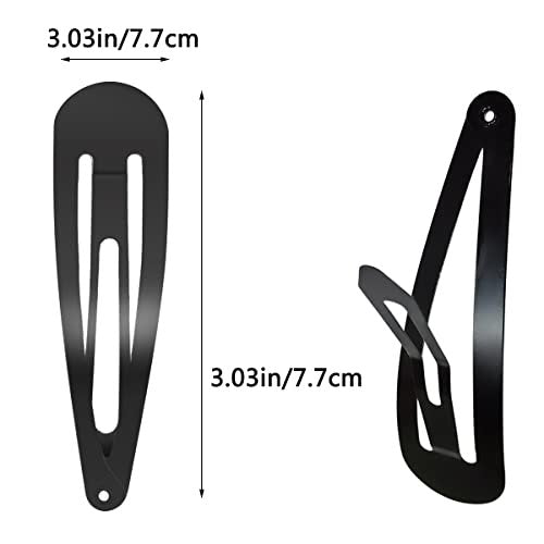 30 Pcs Snap Hair Clips - 3.1 Inch Big Size Barrettes for Women, No Slip Metal Snap Hair Clips Large Hair Pins (Black) - görsel 4