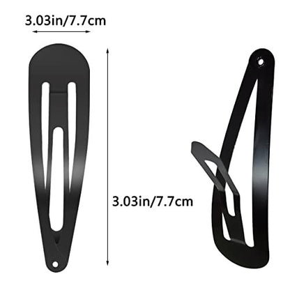 30 Pcs Snap Hair Clips - 3.1 Inch Big Size Barrettes for Women, No Slip Metal Snap Hair Clips Large Hair Pins (Black)