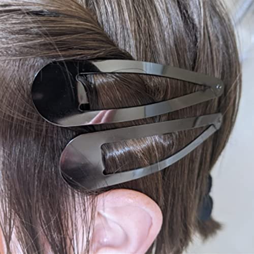 30 Pcs Snap Hair Clips - 3.1 Inch Big Size Barrettes for Women, No Slip Metal Snap Hair Clips Large Hair Pins (Black) - görsel 8