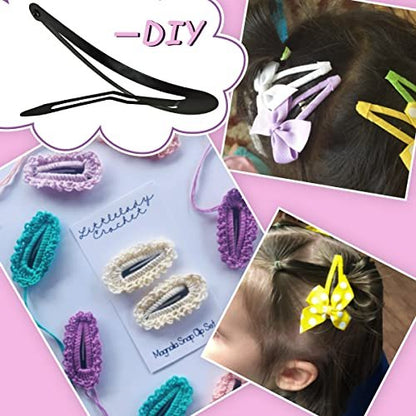 30 Pcs Snap Hair Clips - 3.1 Inch Big Size Barrettes for Women, No Slip Metal Snap Hair Clips Large Hair Pins (Black)