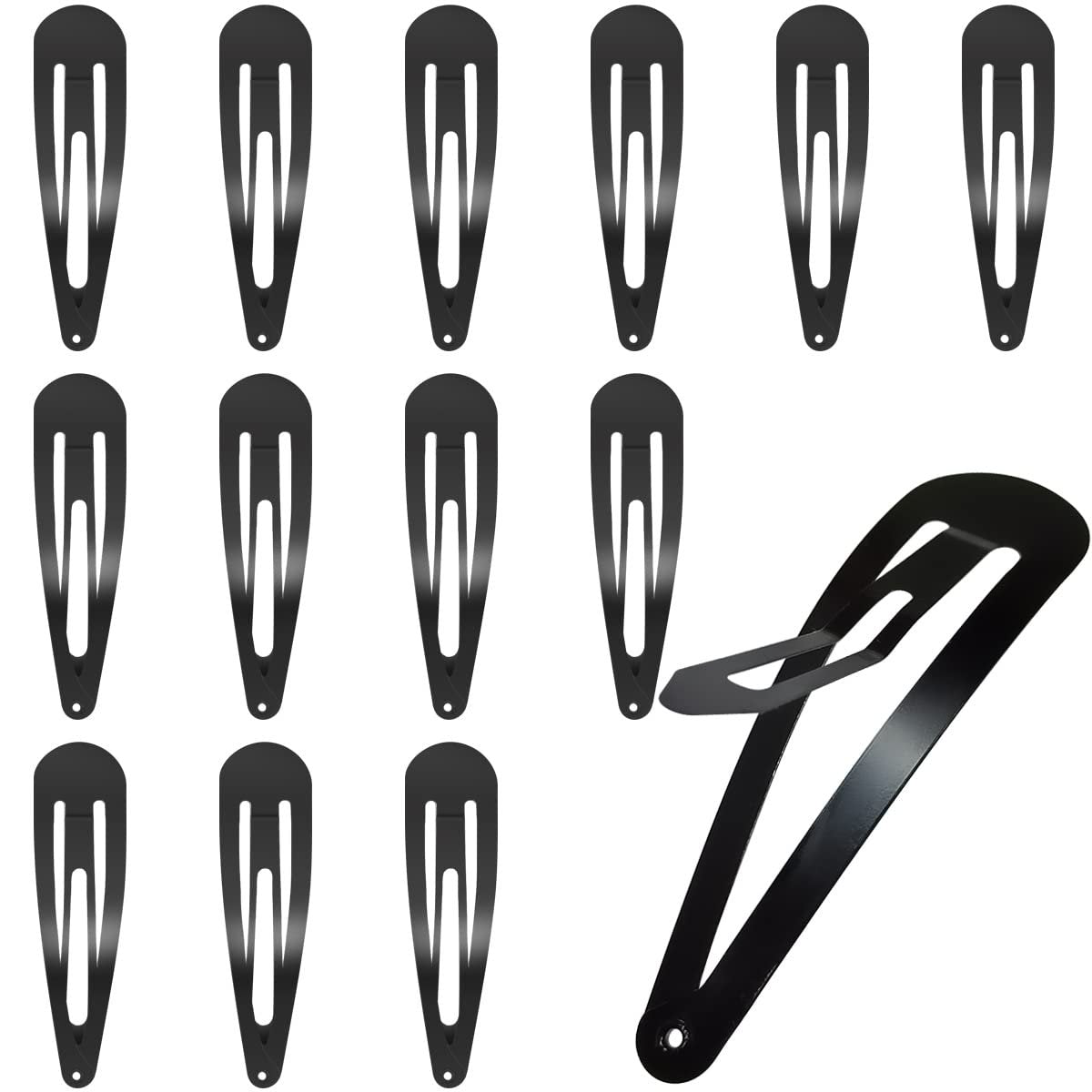 30 Pcs Snap Hair Clips - 3.1 Inch Big Size Barrettes for Women, No Slip Metal Snap Hair Clips Large Hair Pins (Black) - görsel 1