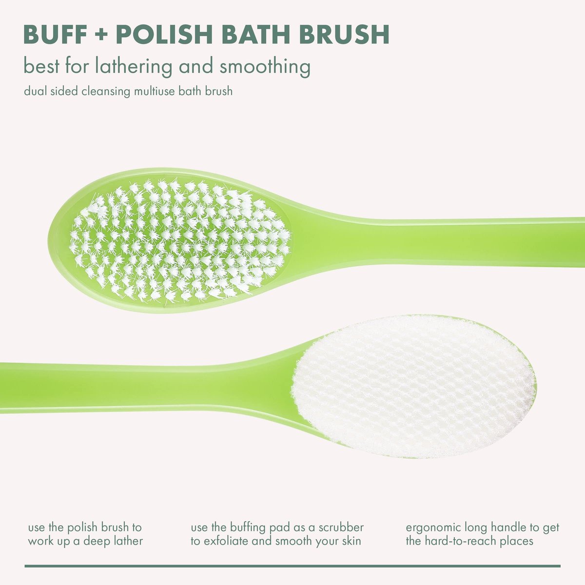 EcoTools Buff + Polish Bath Brush – Long Handle Exfoliating Shower Brush for Back, Eco-Friendly, Vegan, Cruelty-Free - görsel 3