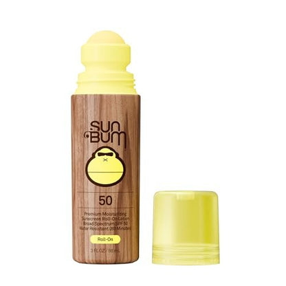 Sun Bum Original SPF 50 Roll-On Sunscreen Body Lotion - Broad Spectrum Moisturizing Sunscreen with Vitamin E - Hawaii 104 Act Compliant (Made without Octinoxate & Oxybenzone) - Travel Size - 3 oz