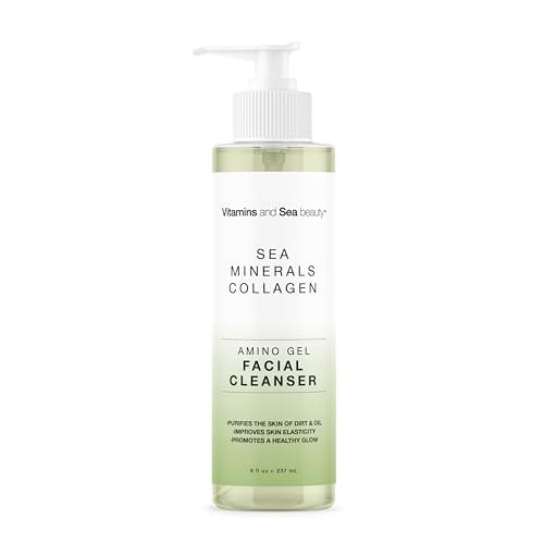 Amino Gel Facial Cleanser with Sea Minerals & Collagen – Radiance, Oil Control, and Elasticity – Vegan, Paraben-Free, 8 fl oz Avelisse