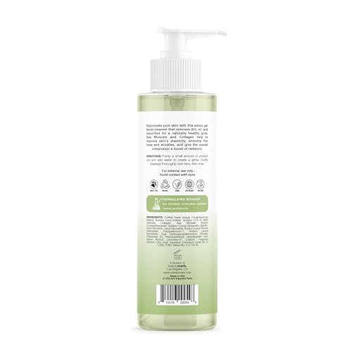 Amino Gel Facial Cleanser with Sea Minerals & Collagen – Radiance, Oil Control, and Elasticity – Vegan, Paraben-Free, 8 fl oz Avelisse