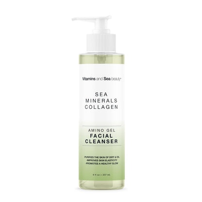 Amino Gel Facial Cleanser with Sea Minerals & Collagen – Radiance, Oil Control, and Elasticity – Vegan, Paraben-Free, 8 fl oz Avelisse
