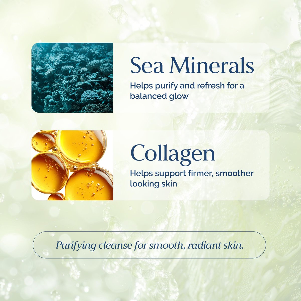 Amino Gel Facial Cleanser with Sea Minerals & Collagen – Radiance, Oil Control, and Elasticity – Vegan, Paraben-Free, 8 fl oz Avelisse