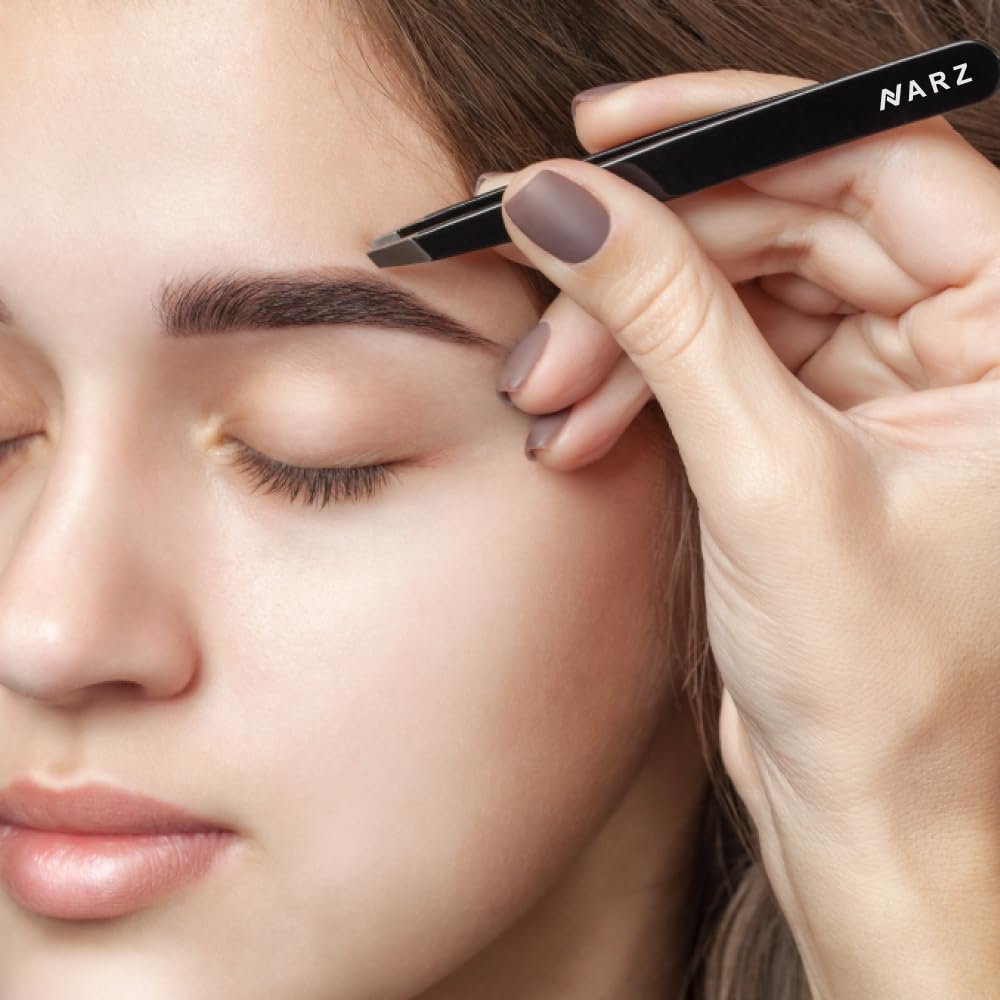 NARZ 4-Piece Professional Stainless Steel Tweezers Set for Women & Men – Precision Eyebrow & Ingrown Hair Tweezers (Black) - görsel 17