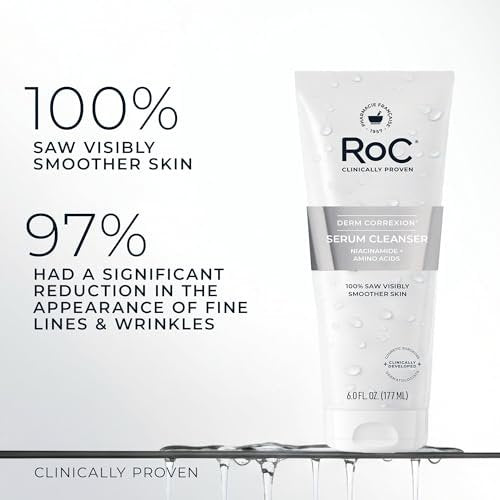RoC Retinol Correxion Deep Wrinkle Serum Facial Cleanser with Niacinamide for Anti-Aging & Fine Lines, Makeup Remover, Ophthalmologist Tested Skin Care, 6 oz - görsel 10