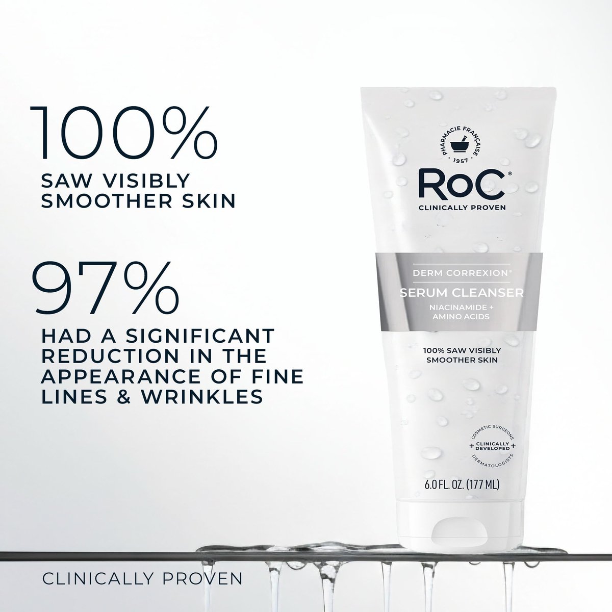 RoC Retinol Correxion Deep Wrinkle Serum Facial Cleanser with Niacinamide for Anti-Aging & Fine Lines, Makeup Remover, Ophthalmologist Tested Skin Care, 6 oz - görsel 9