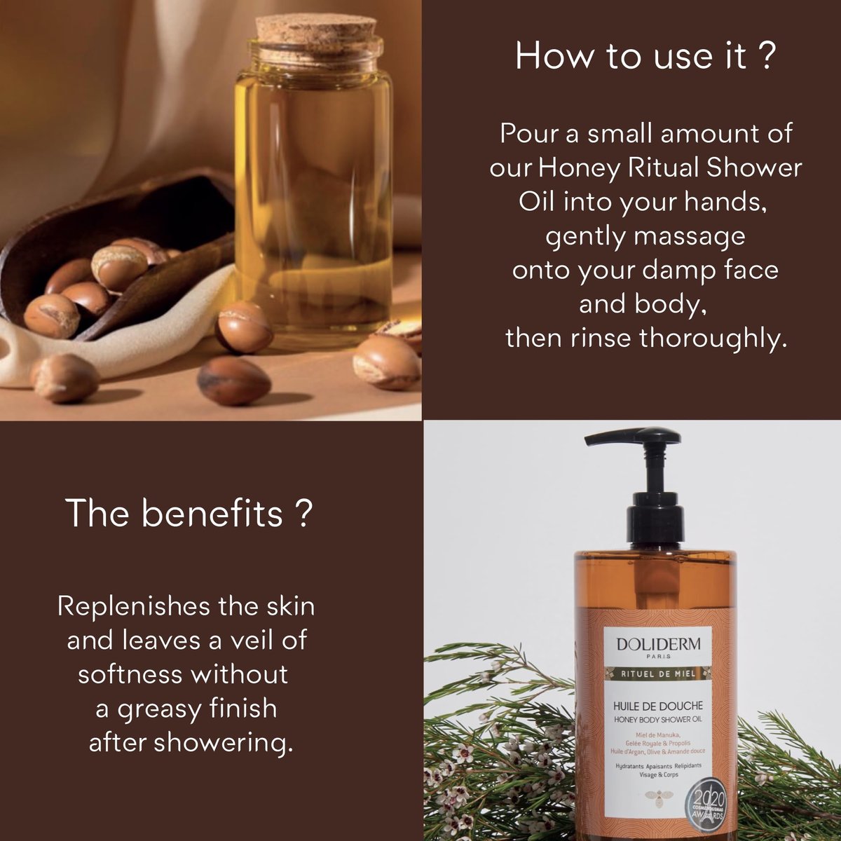 Doliderm Paris Rituel de Miel Honey Shower Oil - 33.8 Fl Oz Moisturizing Body Wash Avelisse