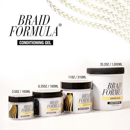 EBIN NEW YORK Braid Formula Conditioning Gel, Super Hold, 11 Oz - No Residue, No Flaking, Strong Hold, High Shine, Smoothing with Clean, No Build-up Avelisse