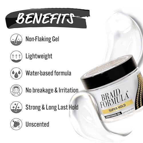 EBIN NEW YORK Braid Formula Conditioning Gel, Super Hold, 11 Oz - No Residue, No Flaking, Strong Hold, High Shine, Smoothing with Clean, No Build-up Avelisse