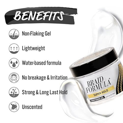 EBIN NEW YORK Braid Formula Conditioning Gel, Super Hold, 11 Oz - No Residue, No Flaking, Strong Hold, High Shine, Smoothing with Clean, No Build-up Avelisse