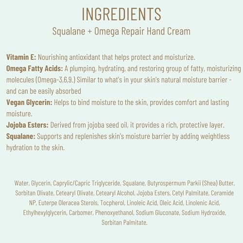 Biossance Squalane + Omega Repair Hand Cream – Deeply Moisturizing & Protective Hand Cream with Squalane, Omega-3,6,9, Vitamin E – 2.5 oz Avelisse