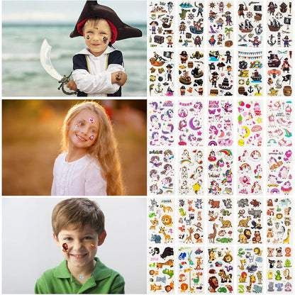 Habett 60 Sheets Temporary Tattoos for Kids – Mixed Styles Space Dinosaur Animals Sticker Set for Boys Girls Birthday Party Supplies